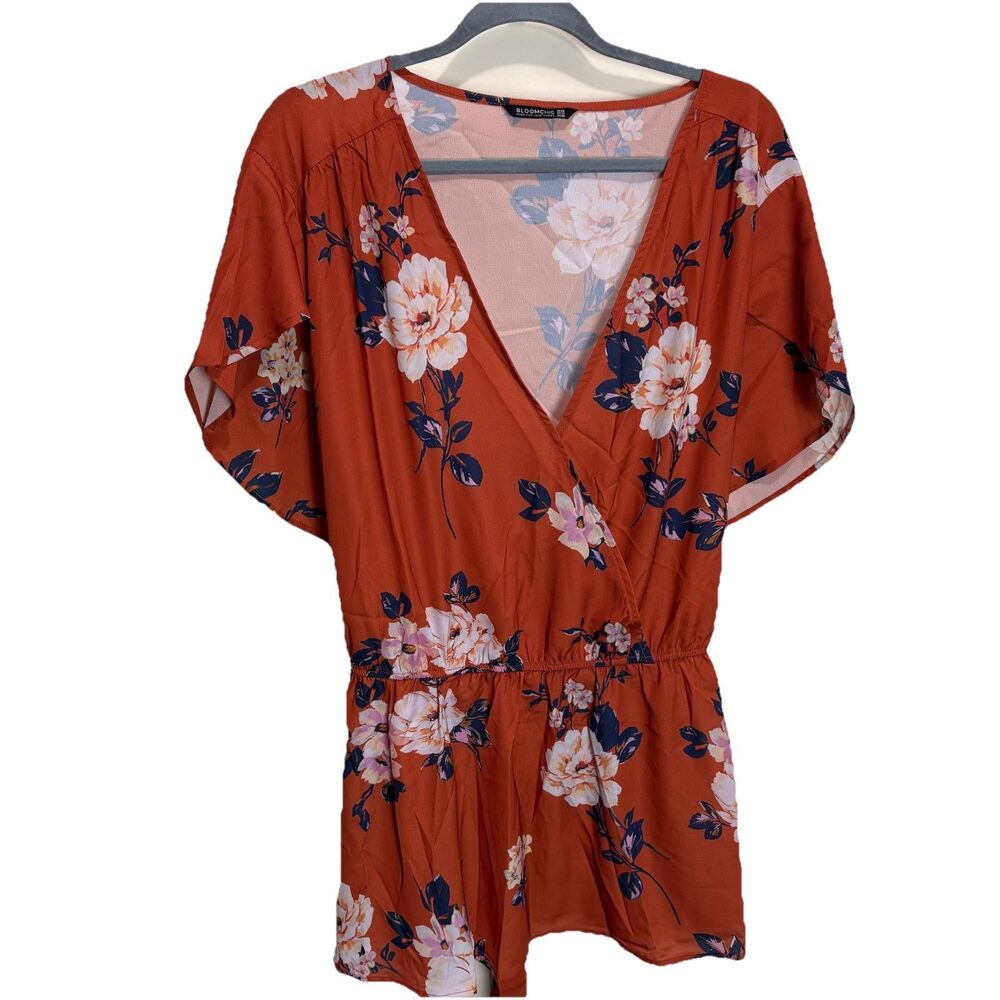 BLOOMCHIC  Empire Waist Floral Orange Babydoll Top Fairycore CottageCore Size 28
